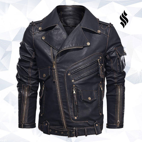 Leather Motorcycle Leather Jacket - Shearling leather