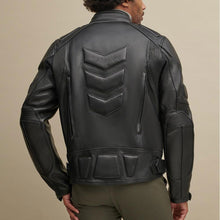 Load image into Gallery viewer, Men Black Leather Performance Rider Biker Jacket
