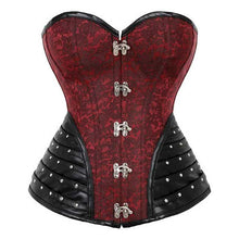 Load image into Gallery viewer, Brakni Leather Trim Steel Boned Brocade Steampunk Corset - Shearling leather
