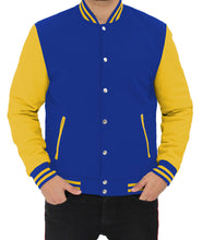 Load image into Gallery viewer, Blue and Yellow Varsity Jacket
