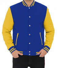 Load image into Gallery viewer, Blue and Yellow Varsity Jacket
