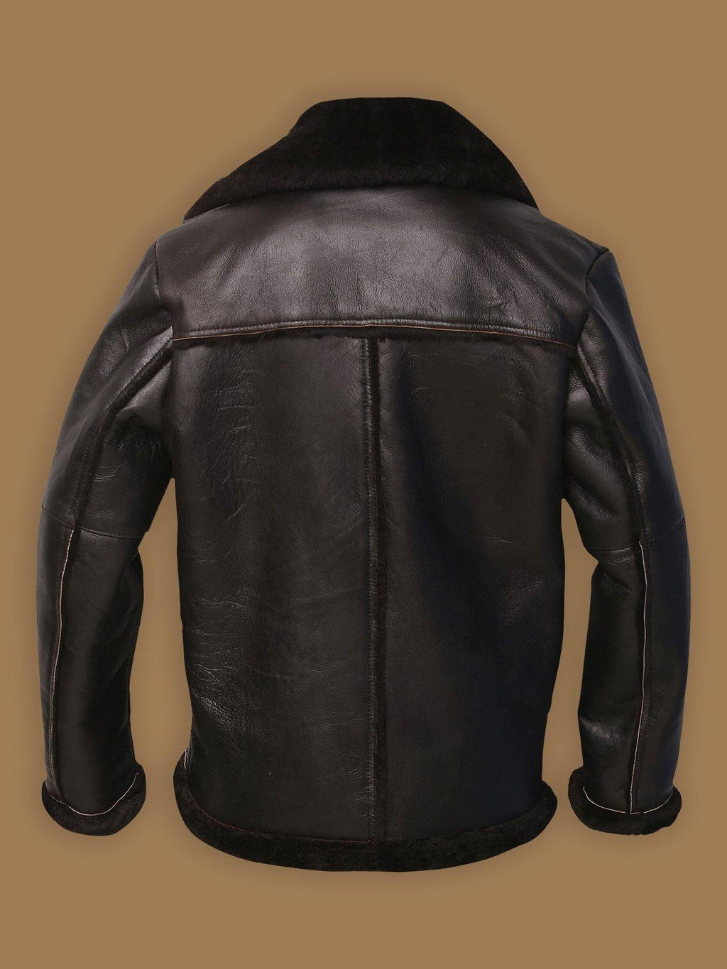 Men Dark Brown Shearling Bomber Aviator Jacket - Shearling leather