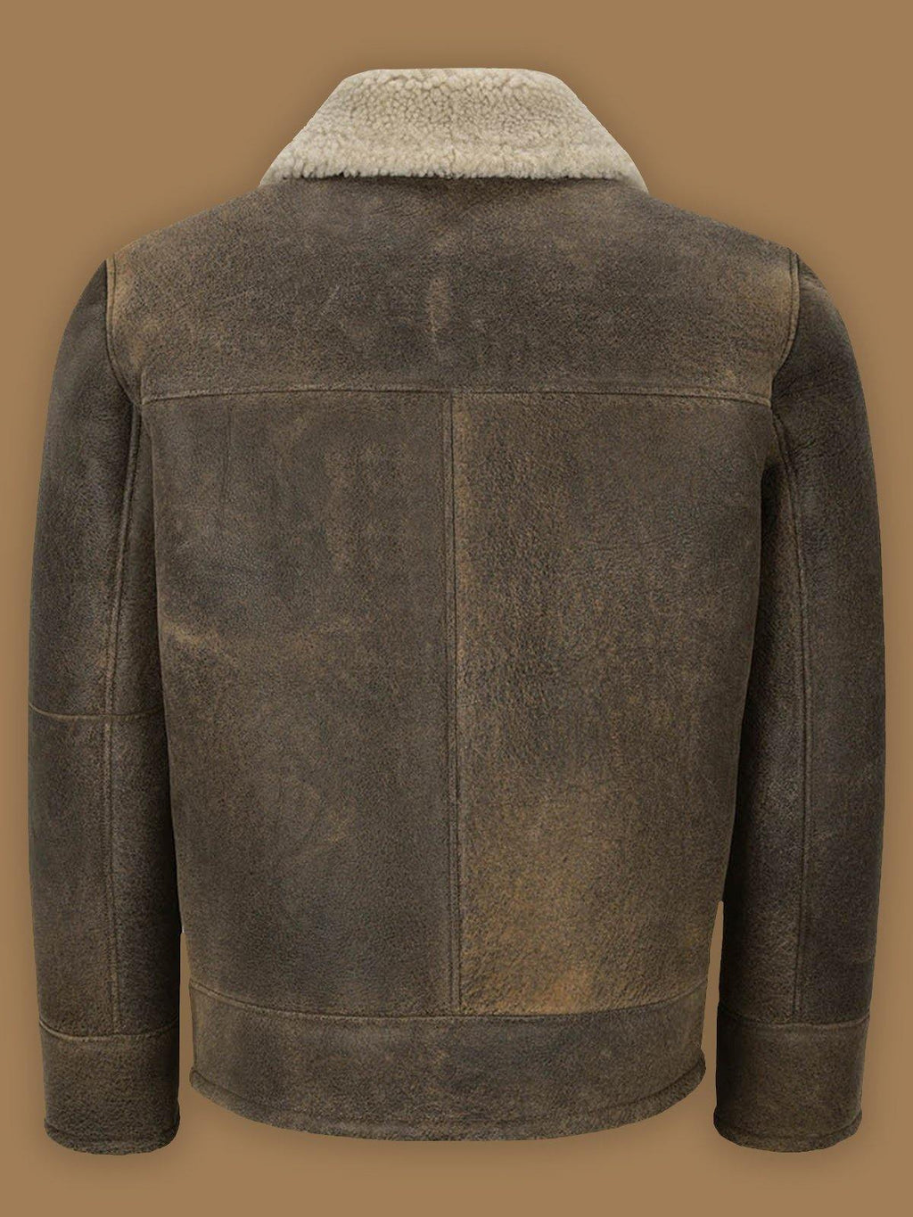 Men Old Fashion Brown Shearling Bomber Leather Jacket - Shearling leather