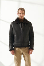 Load image into Gallery viewer, Men Aviator Brown Shearling Jacket
