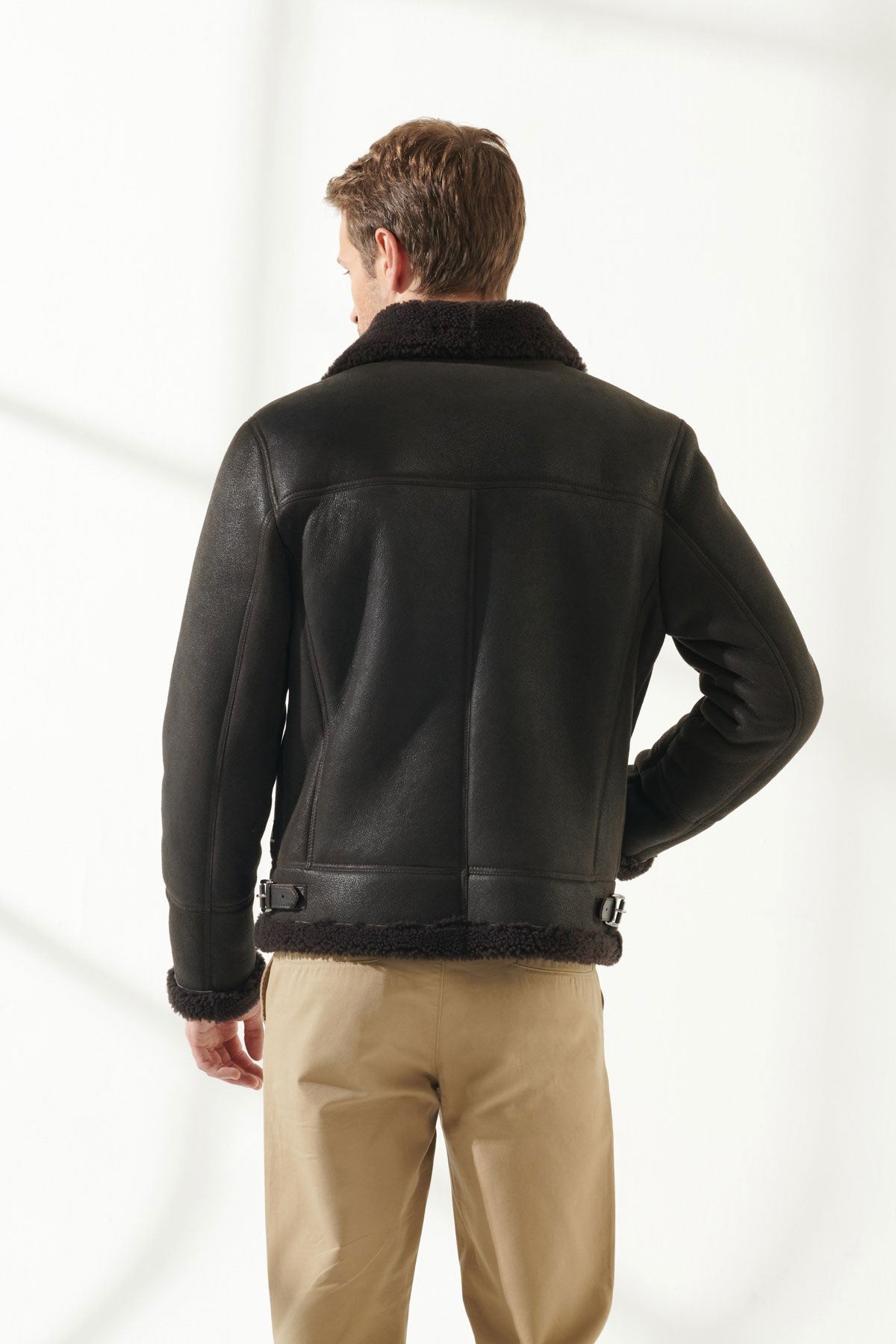 Men Aviator Brown Shearling Jacket | Brown Aviator leather Jackets