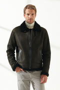 dark green shearling leather jacket