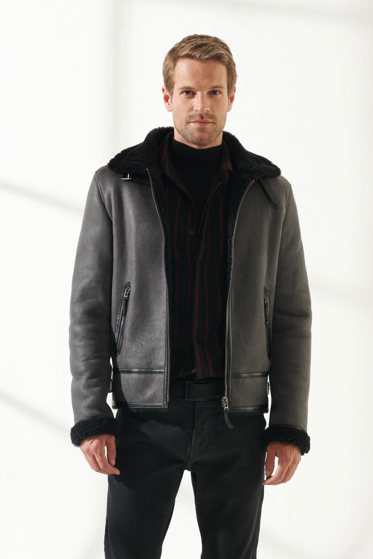 shearling aviator grey jacket