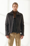 Nubuck leather shearling jacket