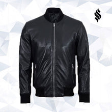 Load image into Gallery viewer, Men Biker Bomber Jacket - Shearling leather
