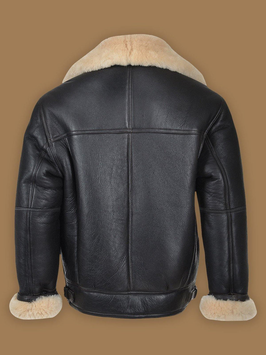 Men Black B3 Shearling Bomber Leather Jacket - Shearling leather