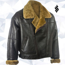 Load image into Gallery viewer, Men Black B3 Sheepskin Soft Fur Jacket - Shearling Leather Jacket
