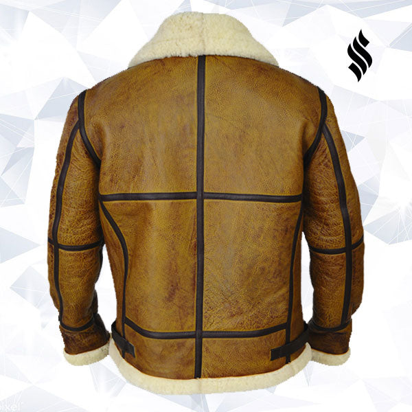 Men Brown B3 Bomber Shearling Jacket - Shearling Leather Jacket