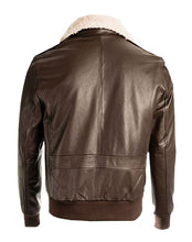 Load image into Gallery viewer, Men’s Brown Pilot Bomber Shearling Jacket - Shearling leather
