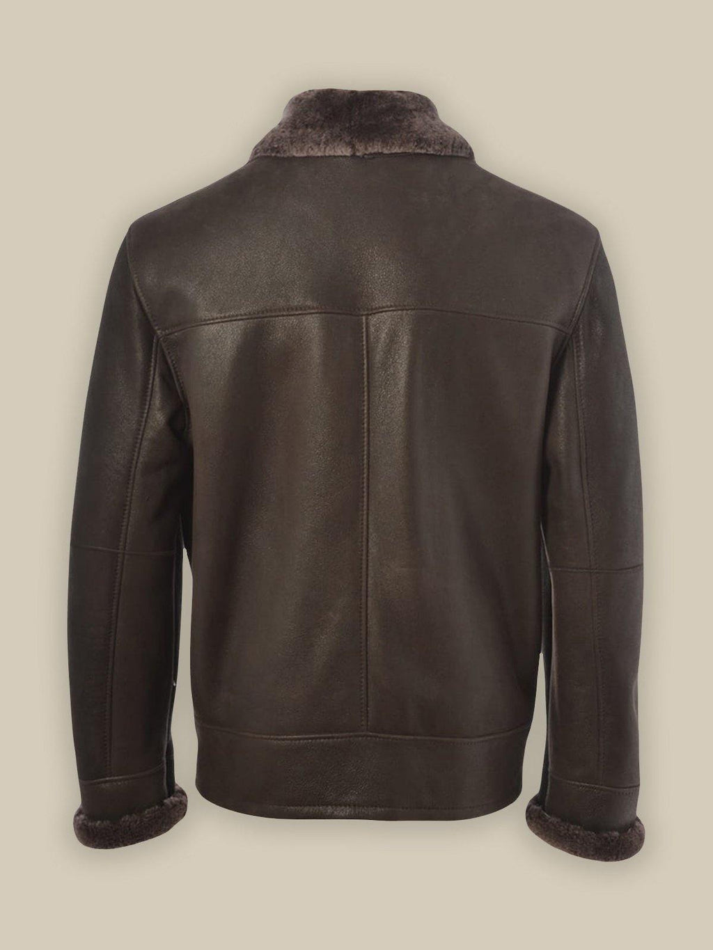 Men Brown Shearling Bomber Leather Jacket - Shearling leather