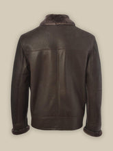 Load image into Gallery viewer, Men Brown Shearling Bomber Leather Jacket - Shearling leather
