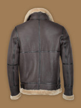 Load image into Gallery viewer, Men Dark Brown RAF Shearling Bomber Leather Jacket - Shearling leather
