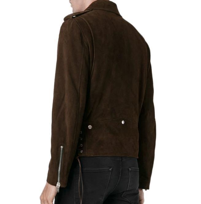 Men's Fringe Motorcycle Suede Jacket Men's Clothing, Men's Cow Boy Brown Western Jacket - Shearling leather