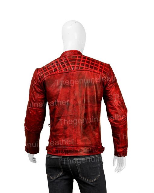 Men Shoulder Design Leather Jacket