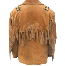 Load image into Gallery viewer, Men&#39;s Tan Suede Leather Jacket, Cowboy Jacket - Shearling leather
