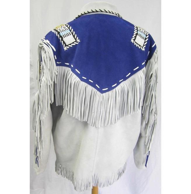 Western Suede Jacket Fringes Beads Native American Cowboy Jacket - Shearling leather