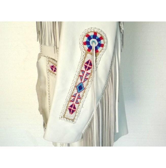 White Cowboy Genuine Leather Jacket, Cowboy Leather Jacket With Fringes - Shearling leather