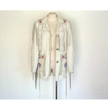 Load image into Gallery viewer, White Cowboy Genuine Leather Jacket, Cowboy Leather Jacket With Fringes - Shearling leather
