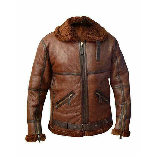 Men Aviator Leather Jackets - Shearling leather