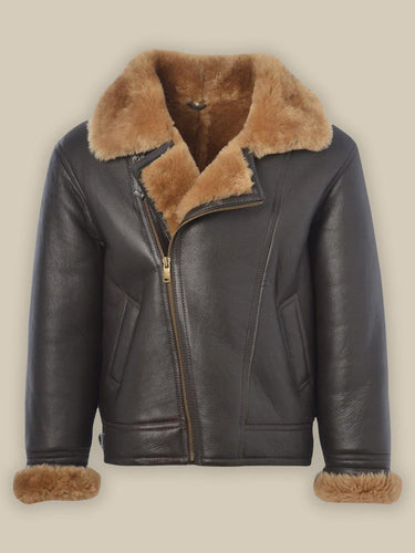 Men B3 Shearling Bomber Leather Jacket - Shearling leather