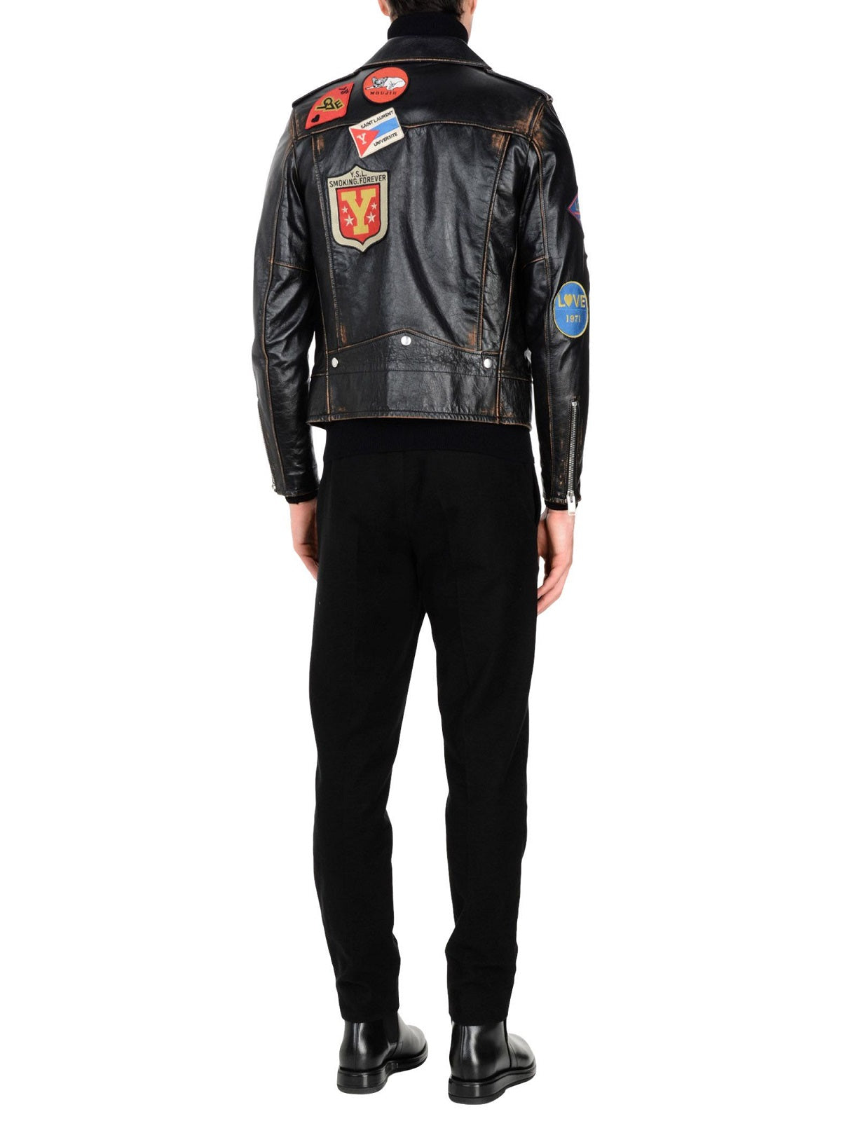 Men Biker Leather Jacket - Shearling leather