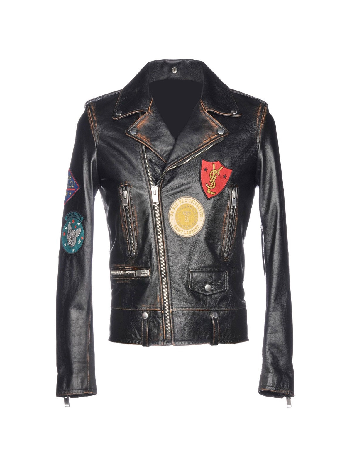 Men Biker Leather Jacket - Shearling leather