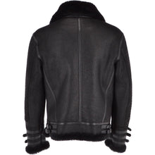 Load image into Gallery viewer, Men Black Aviator Flying Bomber Shearling Leather Jacket
