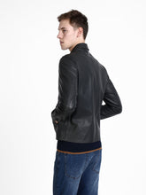 Load image into Gallery viewer, Men Black Shirt Leather Jacket - Shearling leather
