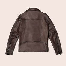 Load image into Gallery viewer, Men Brown Motorcycle Leather Racer Jacket
