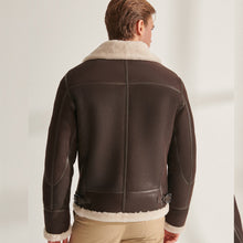 Load image into Gallery viewer, Men Brown Pilot Shearling Leather Aviator Jacket
