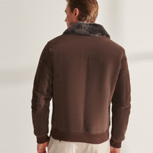 Load image into Gallery viewer, Men Brown Shearling Aviator Leather Bomber Jacket 

