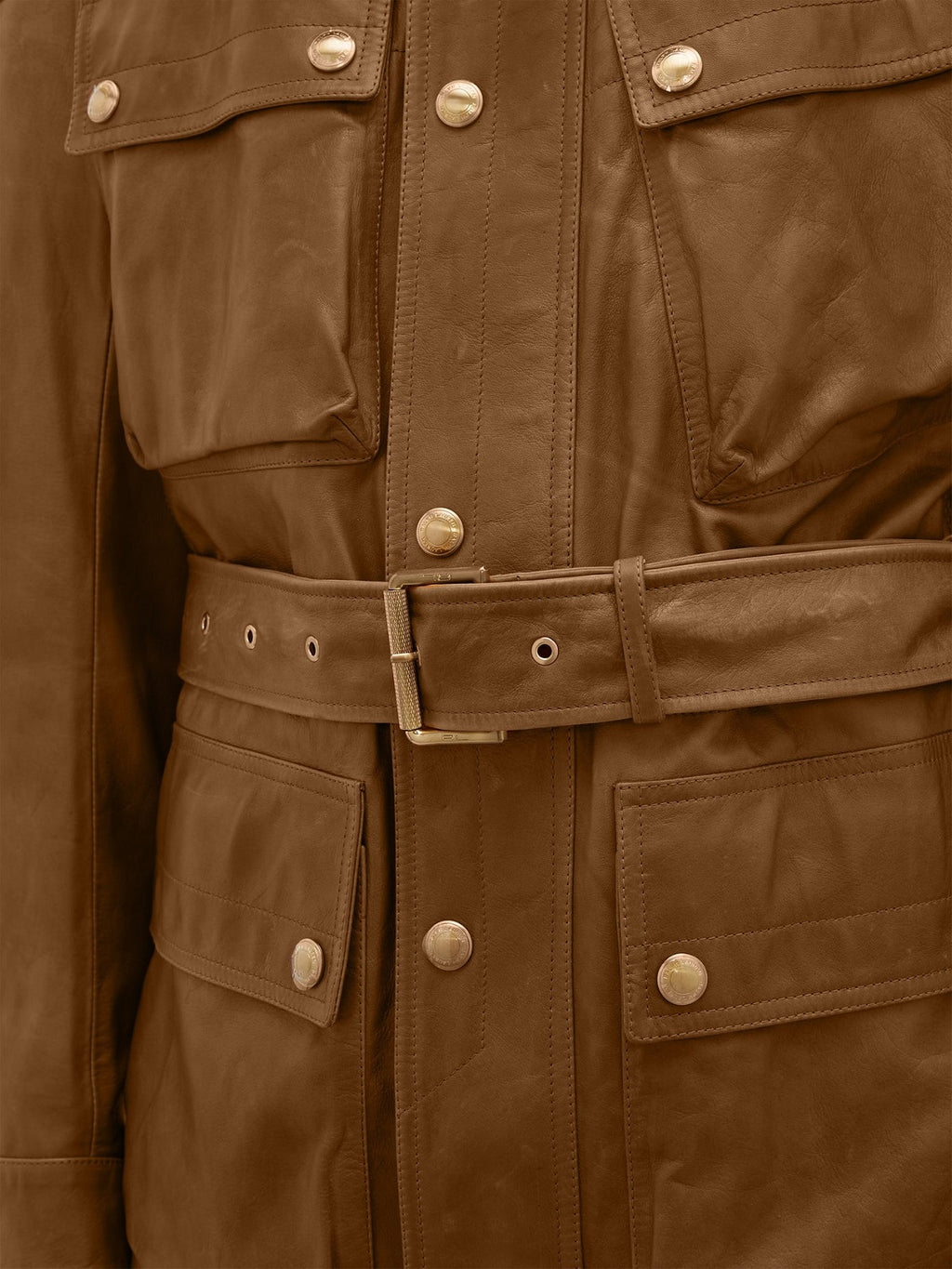 Men Brown Utility Leather Jacket - Shearling leather