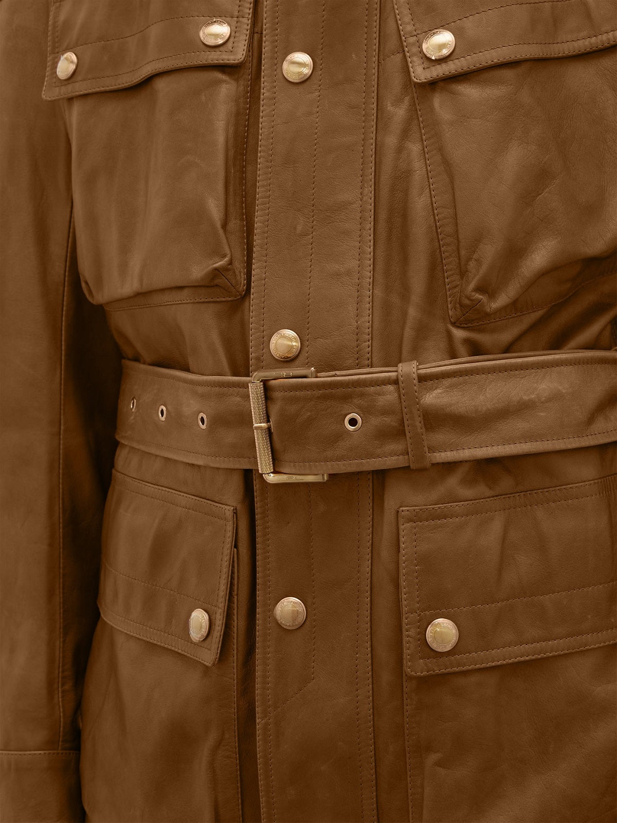 Men Brown Utility Leather Jacket - Shearling leather