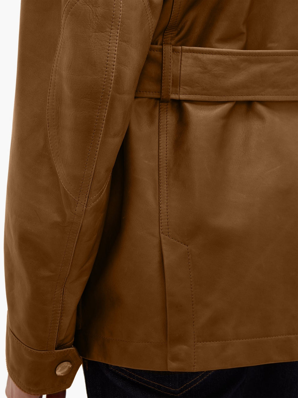 Men Brown Utility Leather Jacket - Shearling leather