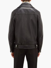 Load image into Gallery viewer, Men Classic Black Biker Leather Jacket - Shearling leather
