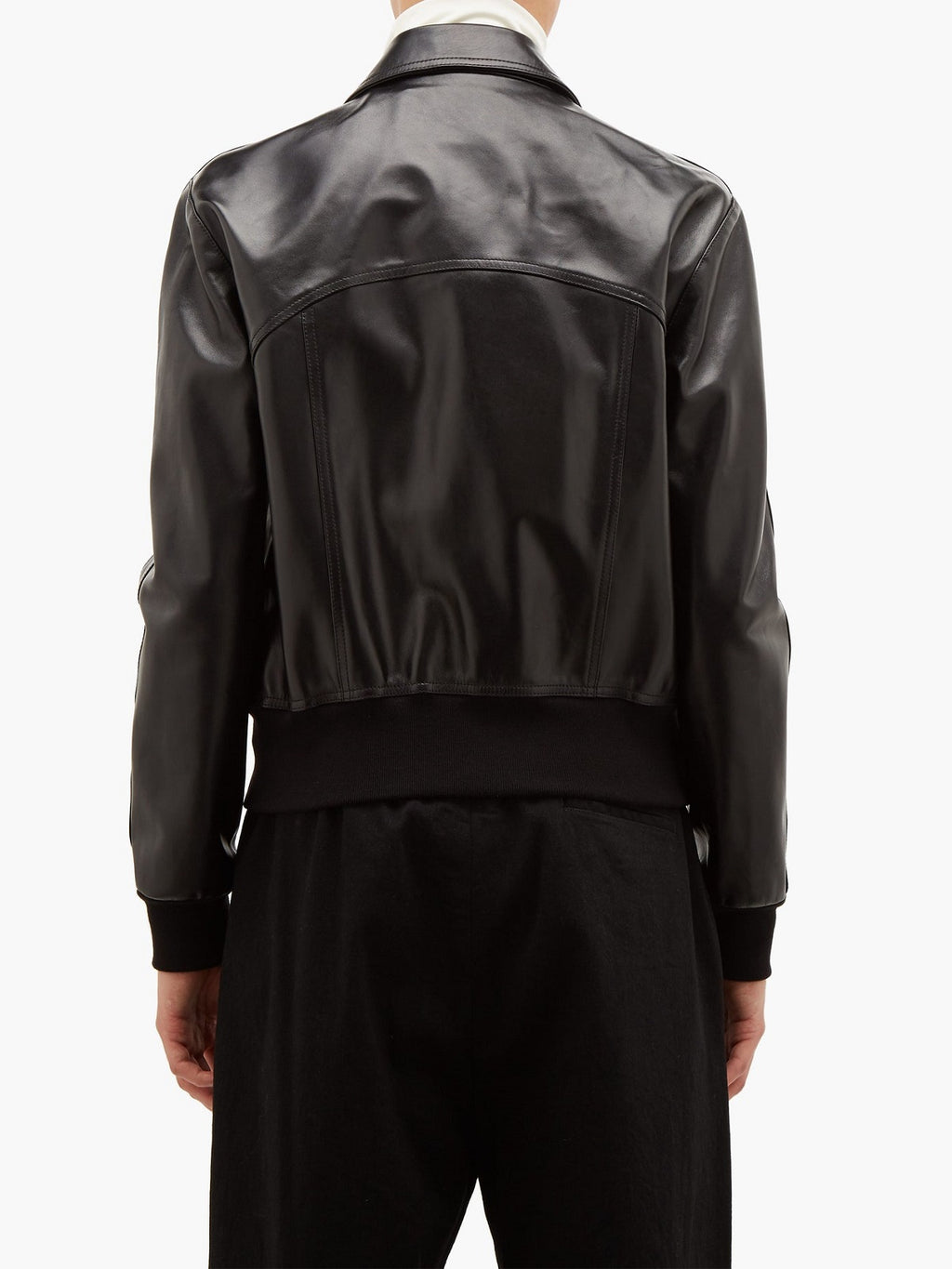 Men Classic Black Leather Jacket - Shearling leather