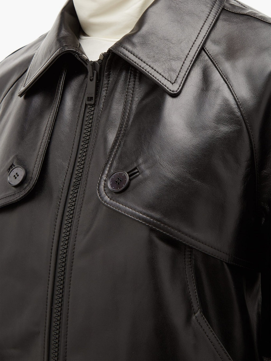 Men Classic Black Leather Jacket - Shearling leather