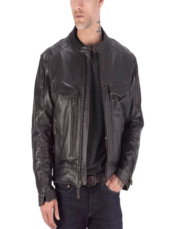 Men Classic Motorcycle Jacket - Shearling leather