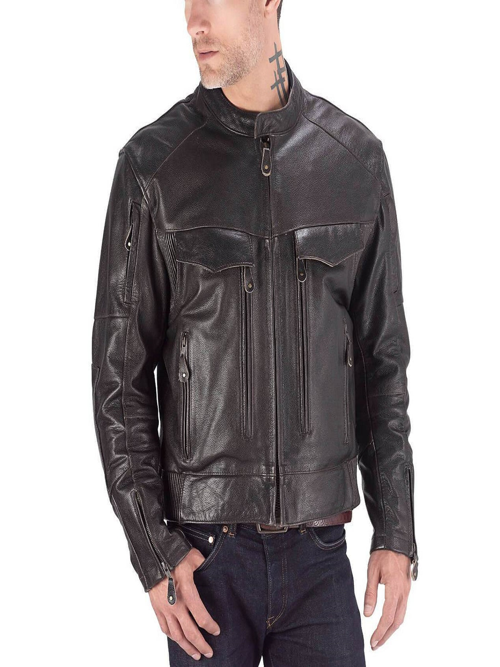 Men Classic Motorcycle Jacket - Shearling leather