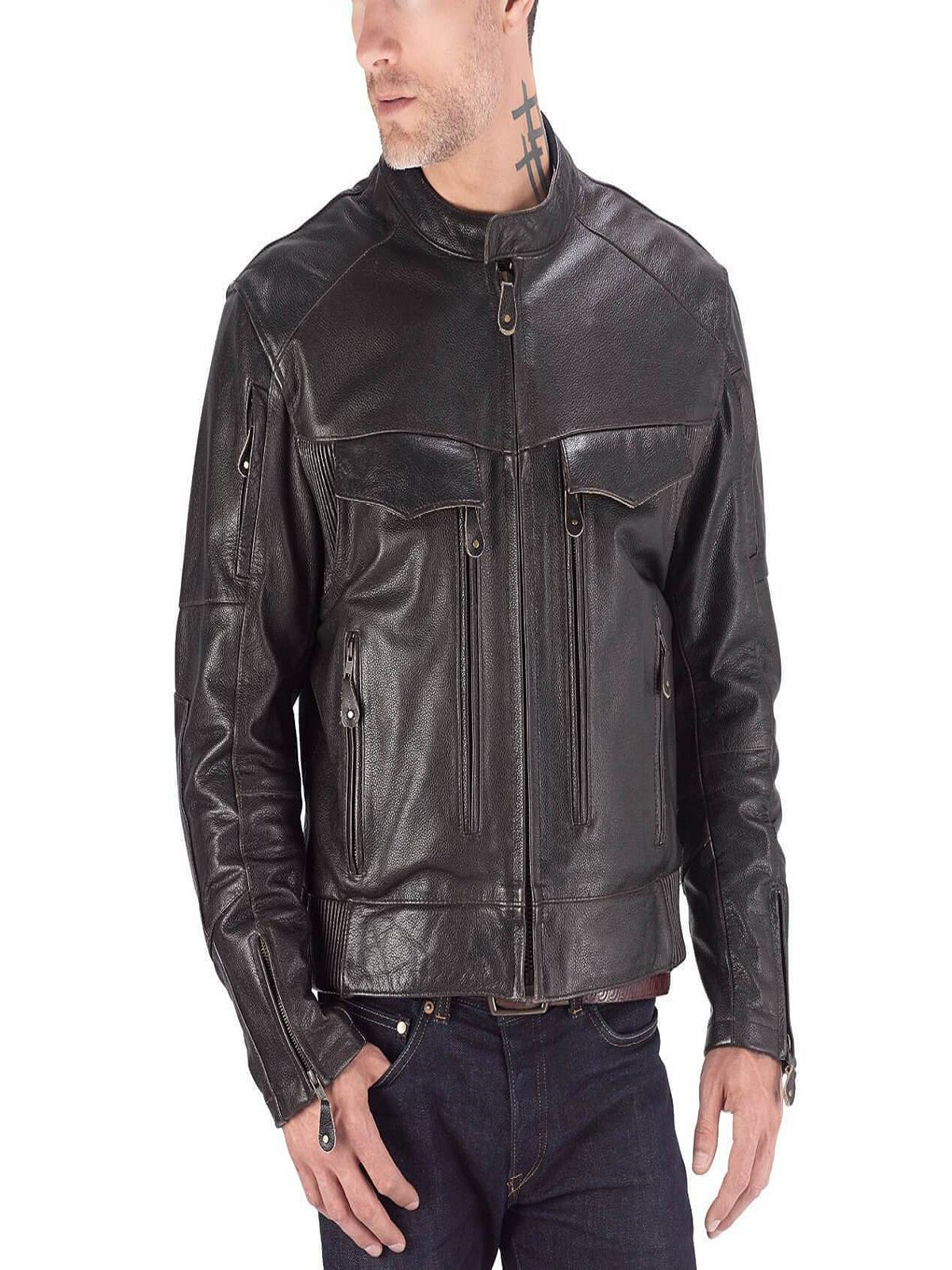 Men Classic Motorcycle Jacket - Shearling leather
