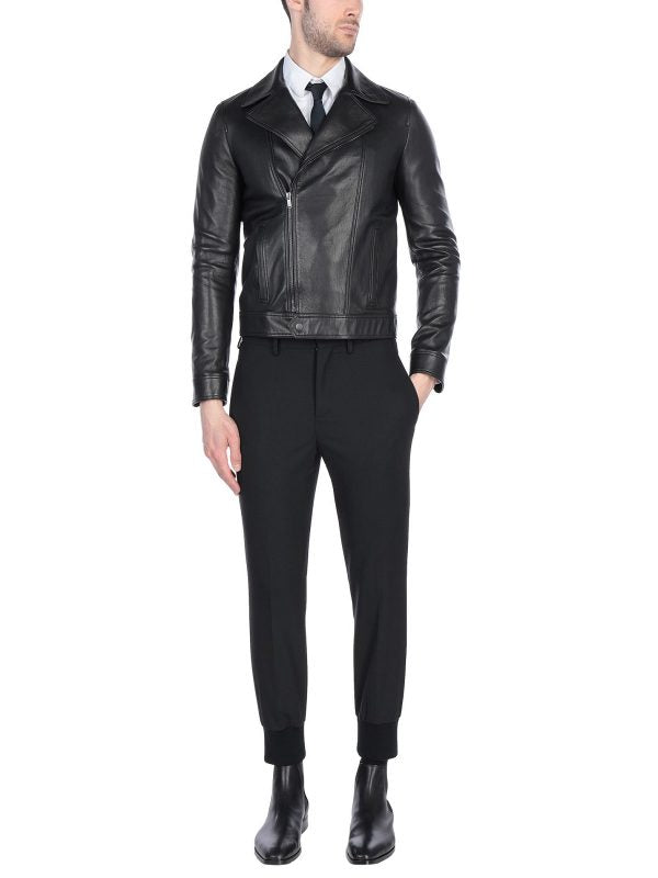 Men Daily Wear Leather Jacket - Shearling leather