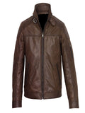 Men Dark Brown Leather Jacket - Shearling leather