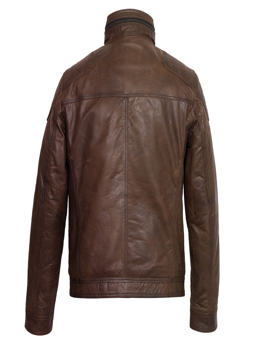 Men Dark Brown Leather Jacket - Shearling leather
