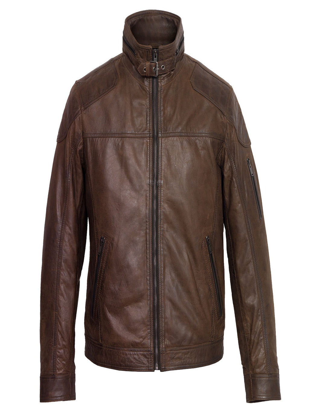 Men Dark Brown Leather Jacket - Shearling leather