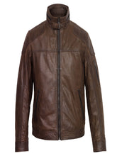 Load image into Gallery viewer, Men Dark Brown Leather Jacket - Shearling leather
