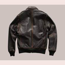 Load image into Gallery viewer, Men Distressed Brown Aviator A2 Military Pilot Leather Bomber Jacket 
